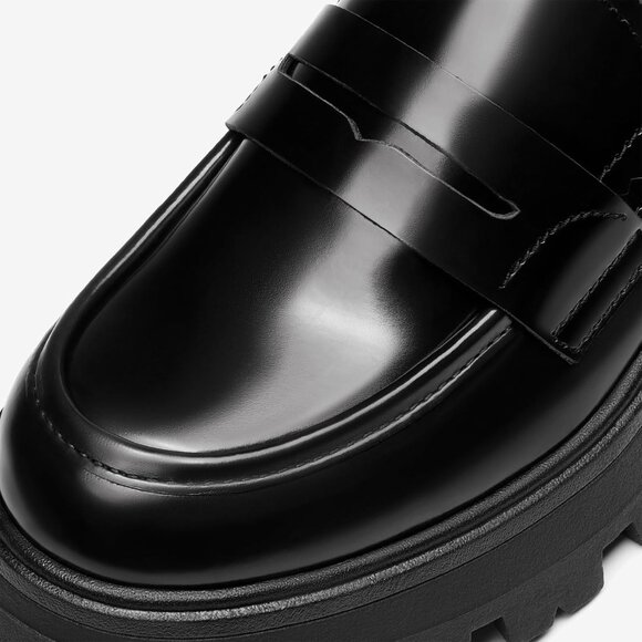 Women Chunky Loafers Faux Leather Size 10 Rubber Sole Slip-On Fashion - Picture 7 of 7